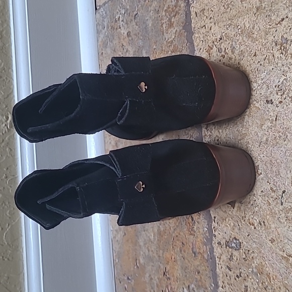 Kate Spade Black Suede Bow Booties  Size 6.5 - Picture 9 of 12
